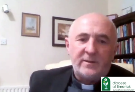 Bishop Leahy talks to Fr. Noel Kirwan about Good Friday